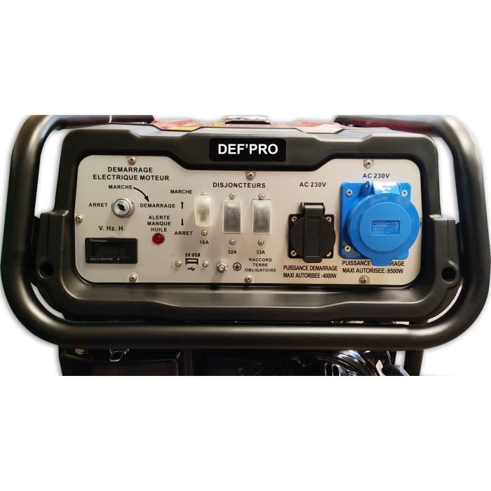DEF'PRO Groupe électrogène 8500 W - Moteur essence 4 temps - Affichage LED – Image 2