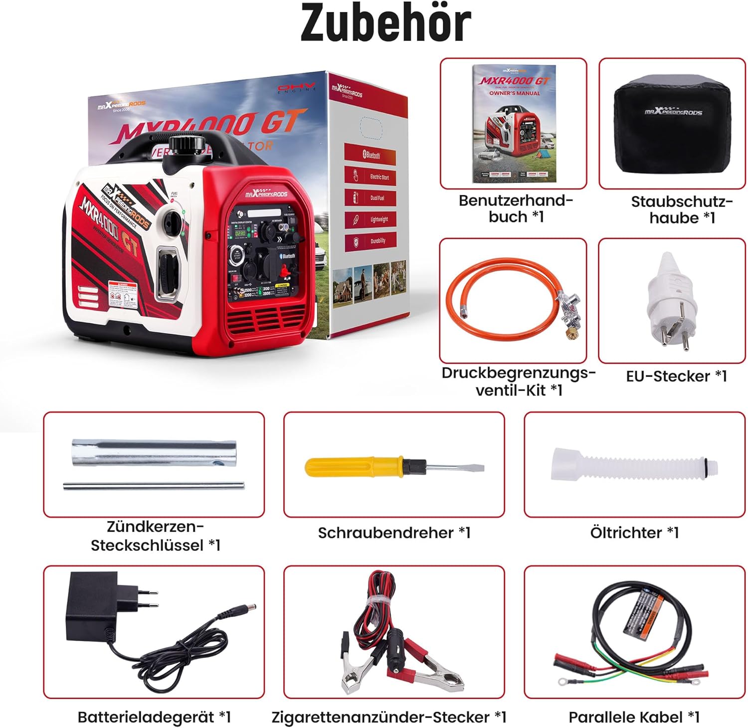 maXpeedingrods Groupe Electrogene Silencieux GPL et Essence 3500W Inverter Générateur Démarrage via App Bluetooth® – Image 9