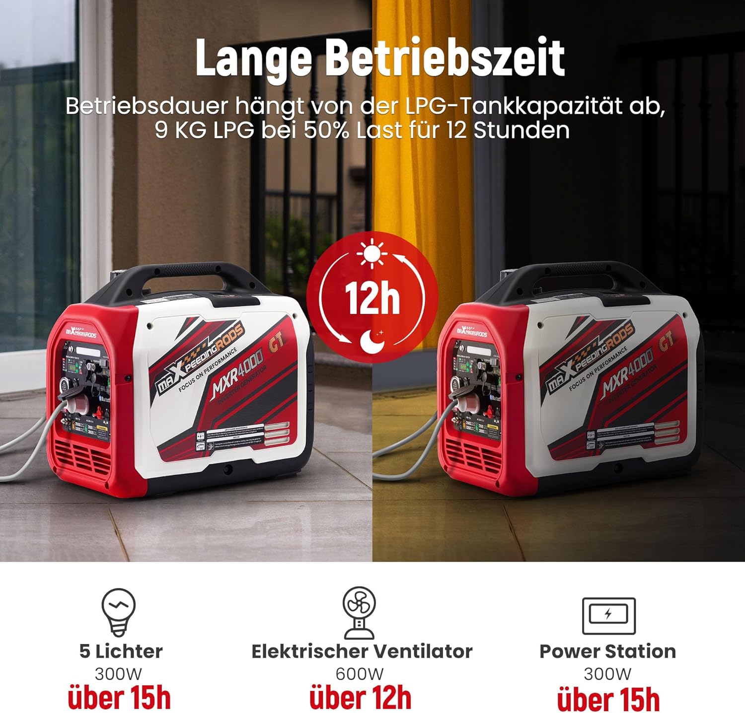 maXpeedingrods Groupe Electrogene Silencieux GPL et Essence 3500W Inverter Générateur Démarrage via App Bluetooth® – Image 8