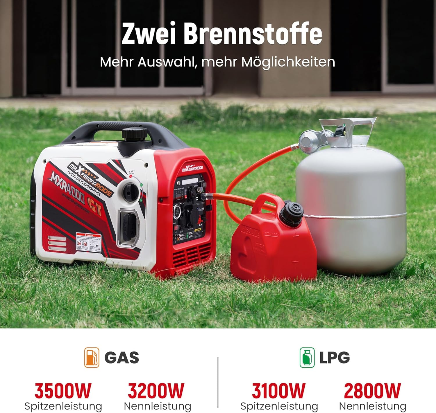maXpeedingrods Groupe Electrogene Silencieux GPL et Essence 3500W Inverter Générateur Démarrage via App Bluetooth® – Image 7