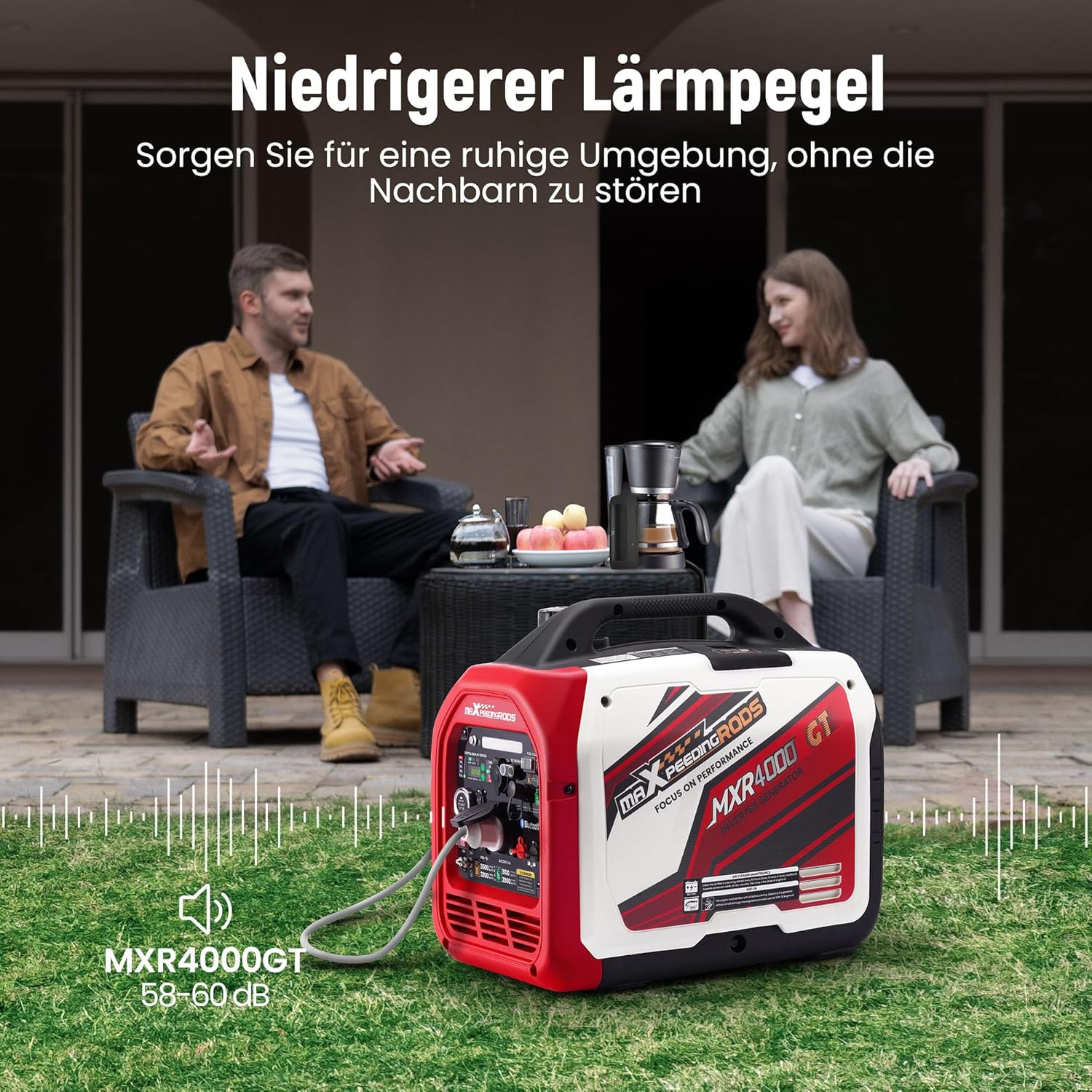 maXpeedingrods Groupe Electrogene Silencieux GPL et Essence 3500W Inverter Générateur Démarrage via App Bluetooth® – Image 6