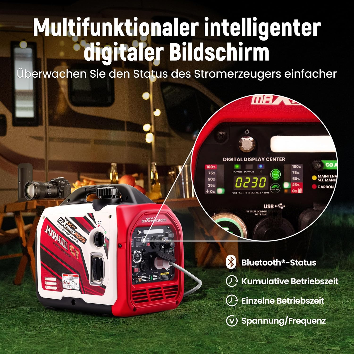 maXpeedingrods Groupe Electrogene Silencieux GPL et Essence 3500W Inverter Générateur Démarrage via App Bluetooth® – Image 5