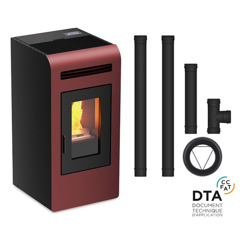 Pack Poêle à granulés canalisable Cayenne + Kit de raccordement sortie arrière 16 kw – Image 2
