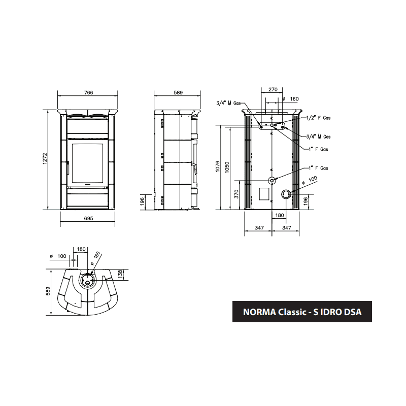 Poêle à bois bouilleur Norma S Idro DSA 19,5 kw – Image 7