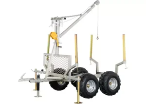 Remorque forestière double essieux 4 roues 1400kg 1800-2650x1300x1000mm avec grue de levage Torros