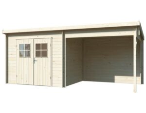 Abri bois 5 M² + extension 5 M² - Dim extérieures totales L.5,08 x P.2,24 x H 2,09 m