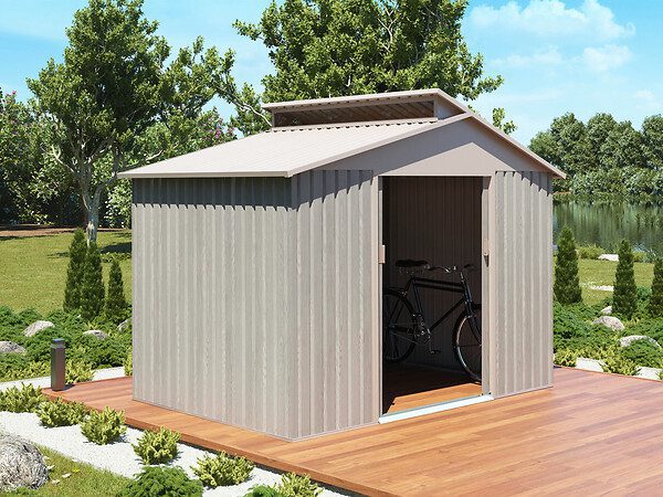 Abri de jardin métal "Nebraska" - 5,29 m2 (4,83 m2 au sol) - Beige – Image 2