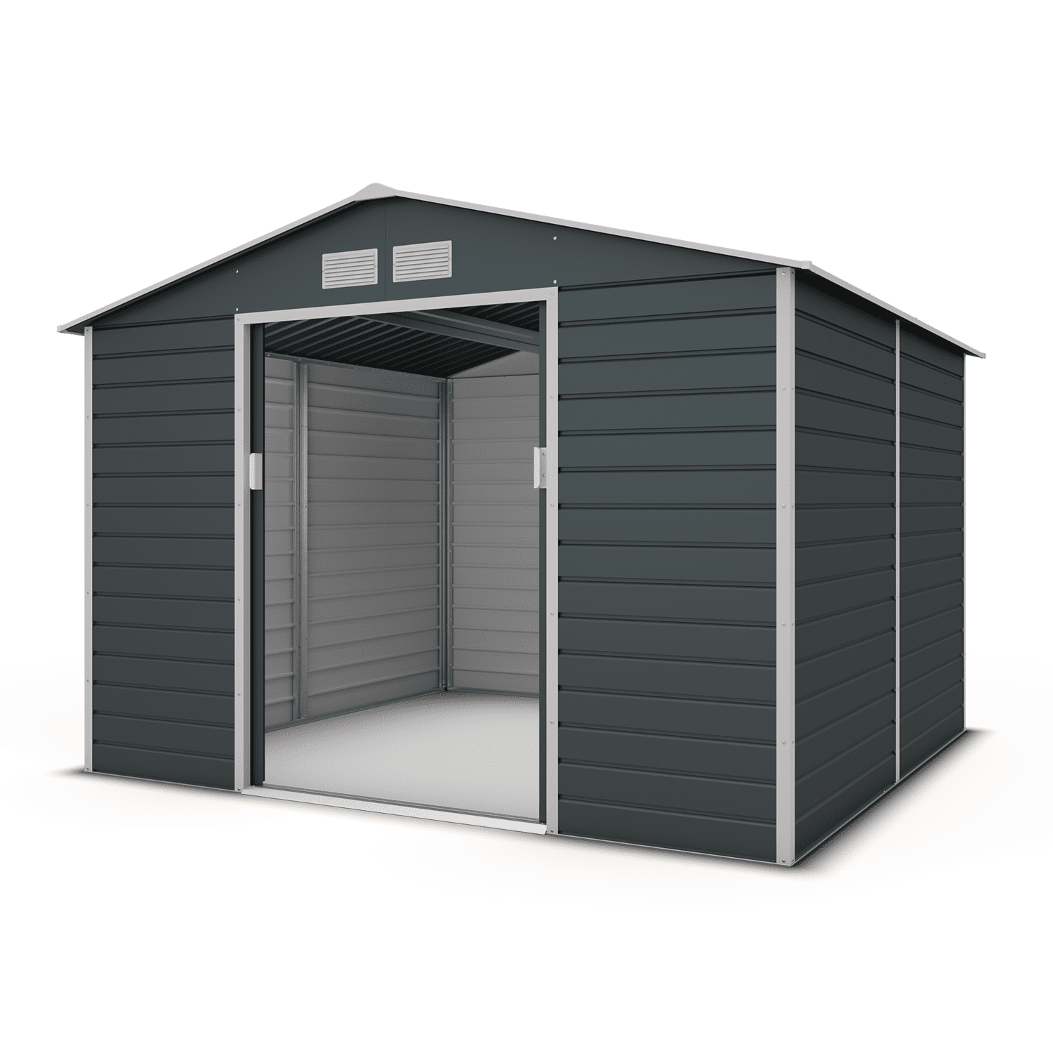 Abri de jardin métal anthracite 6,5 m² + kit d'ancrage