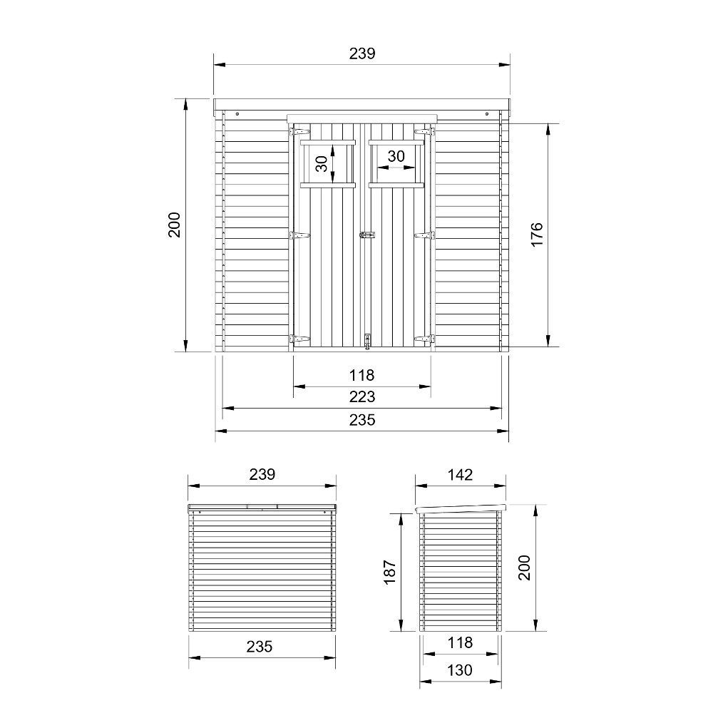 Abri de jardin en bois M310 – 235 x 130 cm – 3 m2 – Image 6