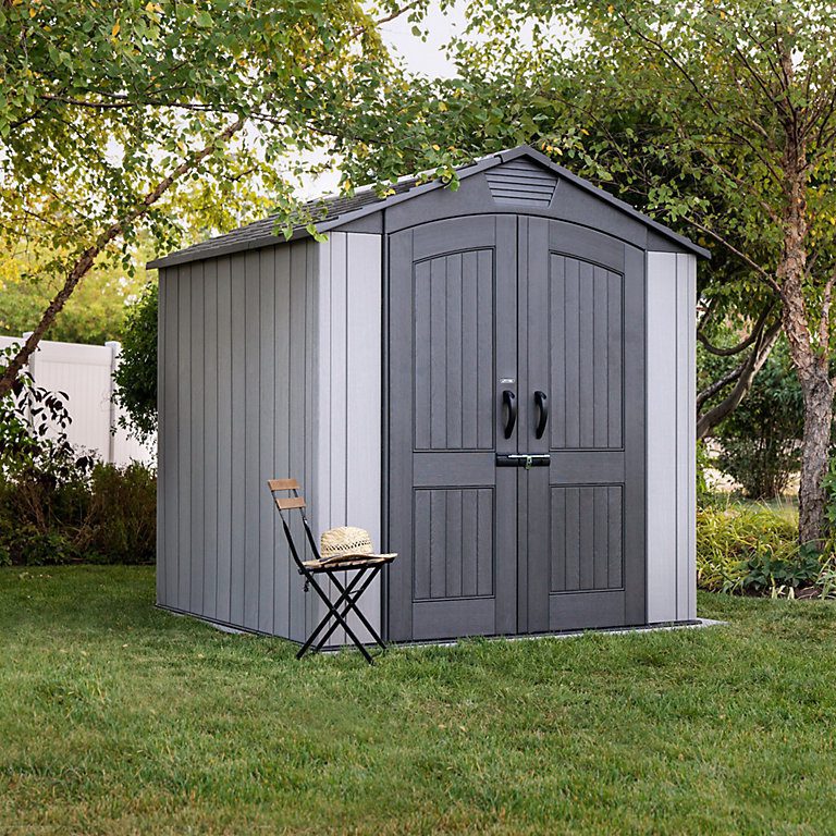 Abri de jardin en résine Stormdust Lifetime coloris gris & anthracite surface extérieure 4,58 m²