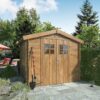 Abri de jardin Klikstrom Mokau bois traité autoclave marron ép.19 mm surface totale 5,3m²