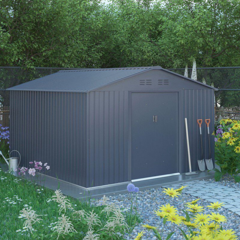 Abri de jardin métal 13m² FIRST anthracite + kit d'ancrage X-METAL
