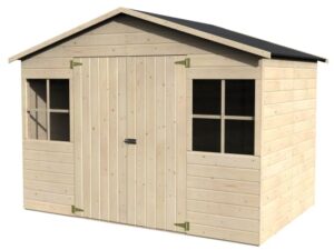 ABRI DE JARDIN BOIS LOPUM - 4,86 m² - Ep : 12 mm - 2,70x1,80 - couleur naturel - Décor et Jardin