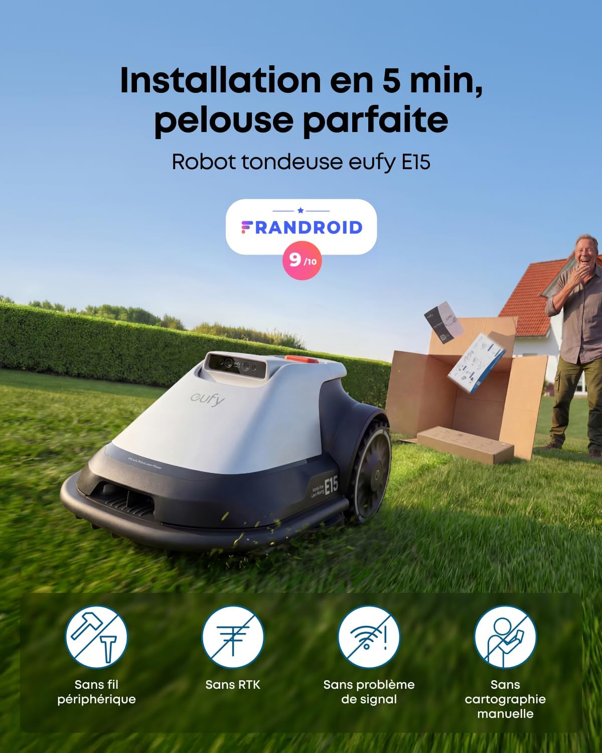 Robot tondeuse Eufy E15 Solo sans fil entrée gamme – Image 9