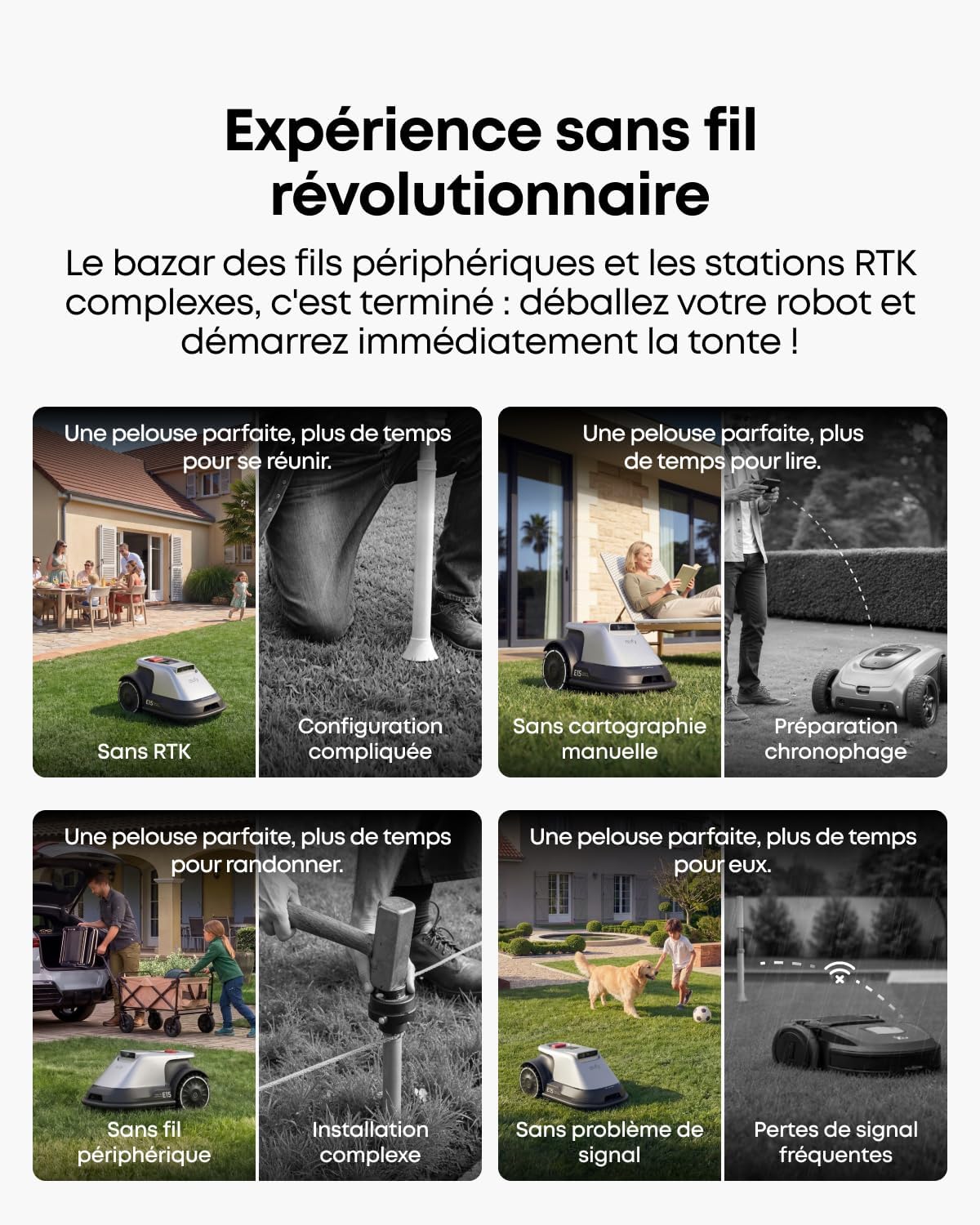 Robot tondeuse Eufy E15 Solo sans fil entrée gamme – Image 3